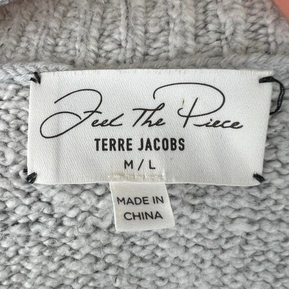 FEEL THE PIECE by Terre Jacobs Gray Crewneck Long Sleeve Pullover Sweater Sz M/L - Picture 6 of 7